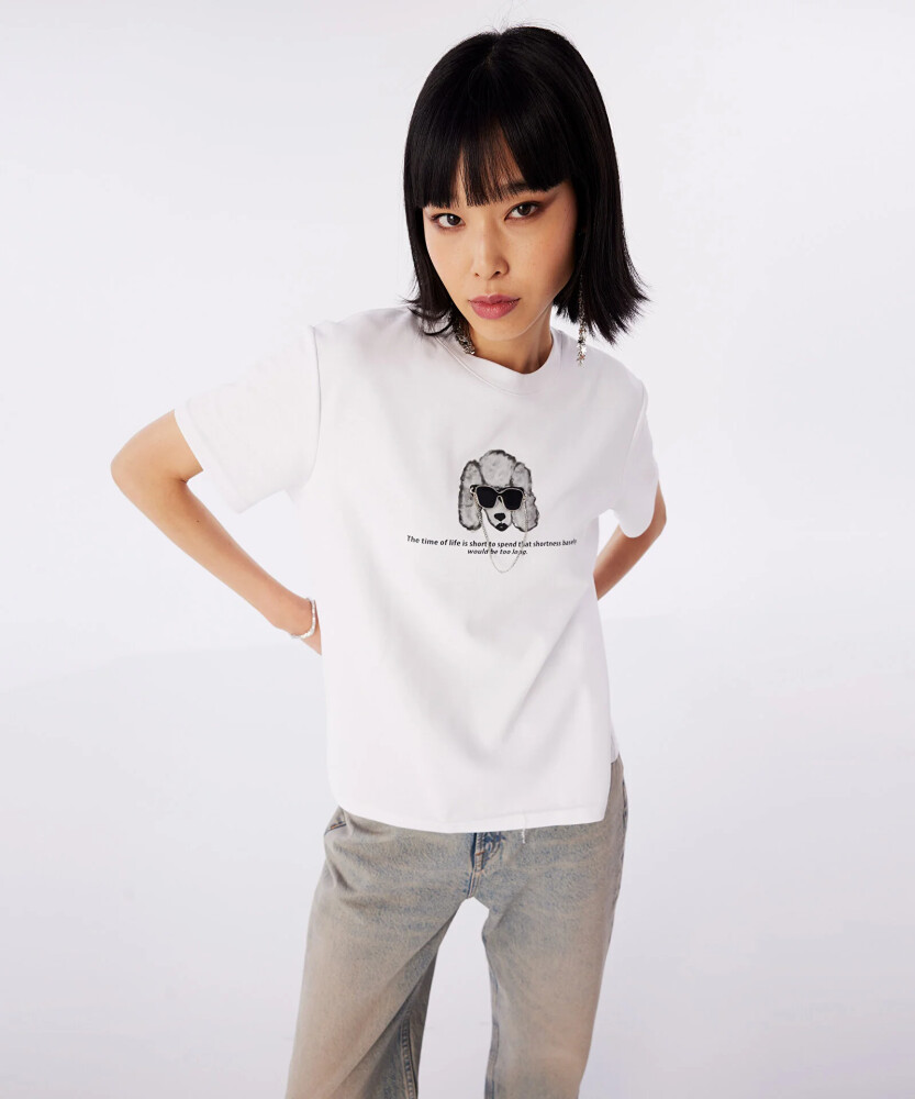 Kadın Metal Aksesuarlı T-Shirt-Beyaz - Twist