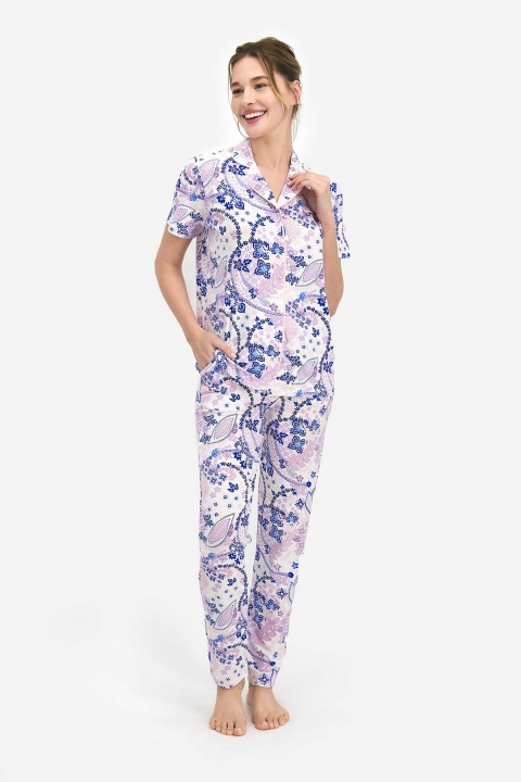 PİERRE CARDİN - Pierre Cardin Floral Pattern Kadın Gömlek Pijama Toz Somon